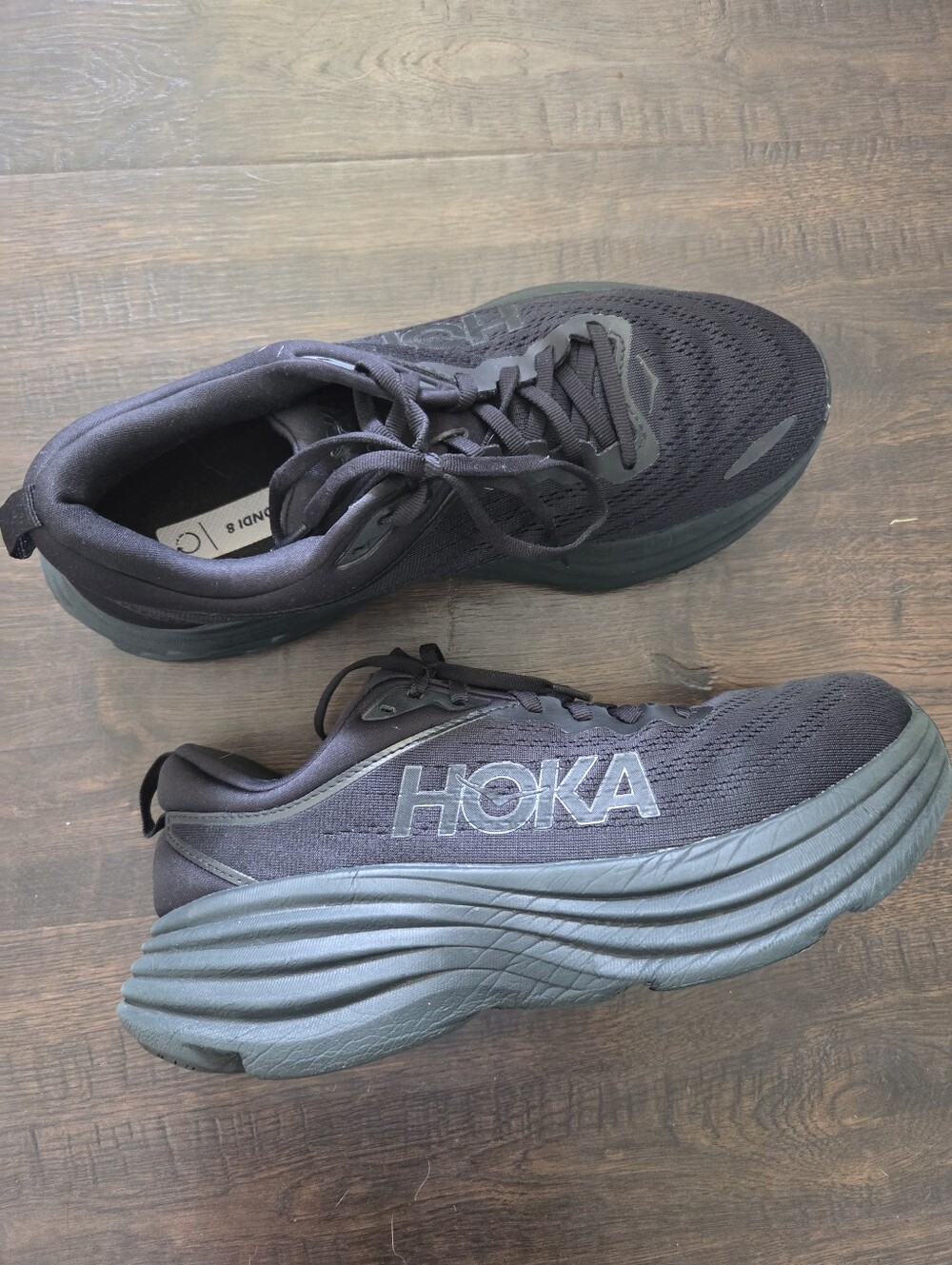 HOKA Men Bondi 8 Running Athletic Shoes 9 D Black
